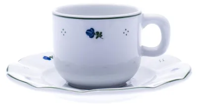 Produktbild von Tasse und Untertasse, Porzellan, blaue Blumen, 200 ml, G. Benedikt