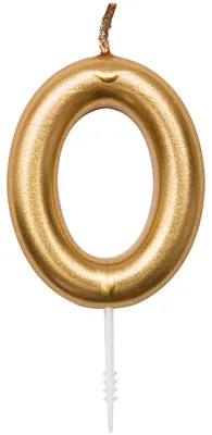 Produktbild von Goldene Zahlenkerze '0' für Geburtstag, aus Paraffin Wachs, 5,5 x 4,3 cm