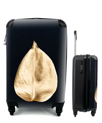 Produktbild von MuchoWow® Koffer Handgepäck Trolley Rollkoffer Kleine Reisekoffer mit 4 Rollen - Blätter - Schwarz und Gold - Schwarz - Gold - Luxus - Cabin Size < 55x40x23 cm & 55x40x20 cm - Fotokoffer - Kabinenkoffer - Boardgepäck - Reise-Box - Reisekoffer - Reisegepäck - Koffer mit Bild - Trolley für Kinder
