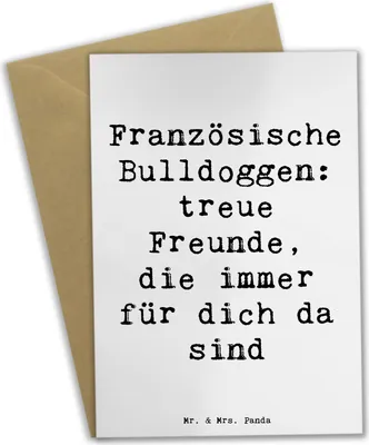 Produktbild von Mr. & Mrs. Panda Grußkarte Spruch Französische Bulldogge Freund - Weiß - Geschenk, als Haustier, glückwunschkarten, weihnachtskarten, einladungskarten, osterkarte
