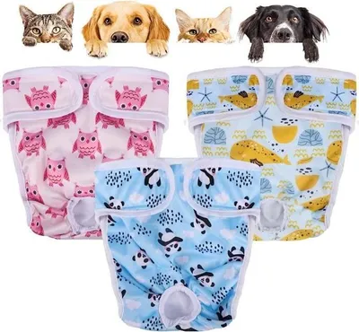 Produktbild von 3-teiliges waschbares Hundewindel-Set, wiederverwendbare inkontinente Hundewindeln, H?schen fš¹r l?ufige Hš¹ndinnen (XS)