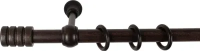 Produktbild von SN Deco - Stilgarnitur Gardinenstange Vorhangstange Pisa, Holz, 28 mm, 1-Lauf, Komplettset mit Ringen, Farbe Wenge, 120 cm