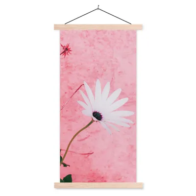 Produktbild von MuchoWow® Textilposter Blumen - Rosa - Vintage 40x80 cm mit holzfarbenen Rahmen - Wohnzimmer