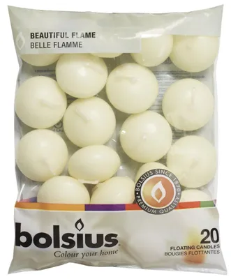 Immagine prodotto di Candele galleggianti Bolsius 20 pezzi bianco