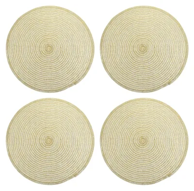 Produktbild von 4 Stück Kompakte Tischsets aus Gewebter Baumwolle Hitzebeständig Rutschfest Rund Ø 38 cm