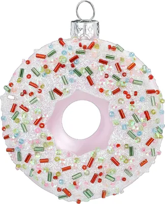 Produktbild von Christbaumschmuck Glas Donut mit bunten Streuseln 10.5cm rosa