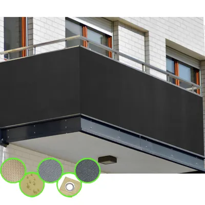 Zdjęcie produktu dla freigarten.de Osłona balkonowa PB2 PES nieprzezroczysta osłona balkonowa 90x300 cm - antracyt - z oczkami i sznurkiem - w różnych rozmiarach i kolorach (90x300 cm (wys. x szer.), antracyt)