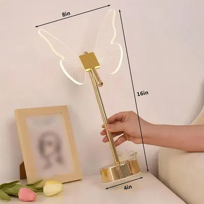 Produktbild von Schmetterling-Tischlampe, dreifarbige Schmetterling-Lampe, 3-stufig dimmbar, für Nachttisch, Wohnzimmer, Schlafzimmer und Heimdekoration, Gold
