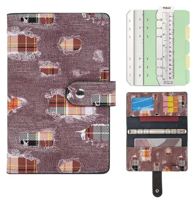 Produktbild von Leder Tagebuch Ringbuch Nachfüllbar 6 Löcher Binder Notizbuch mit Innentaschen Denim A6