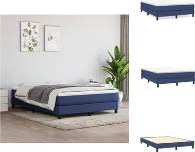 Produktbild von vidaXL Boxspringbett Blau 140x200 cm Stoff -  Betten & Bettgestelle