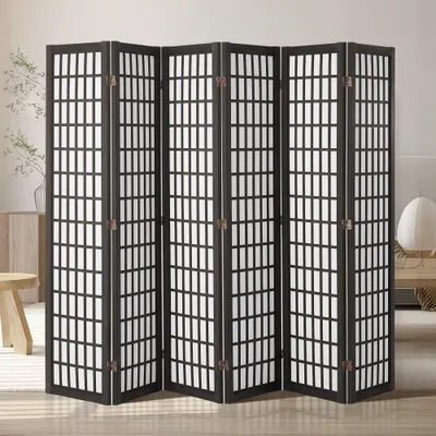 Immagine prodotto di Schermo divisorio nero per la privacy - parete divisoria giapponese in 6 pezzi - divisorio per la privacy e per la decorazione
