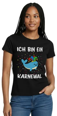 Produktbild von Spreadshirt Ich Bin Ein Karnewal Wortspiel Karneval Frauen T-Shirt, M, Schwarz