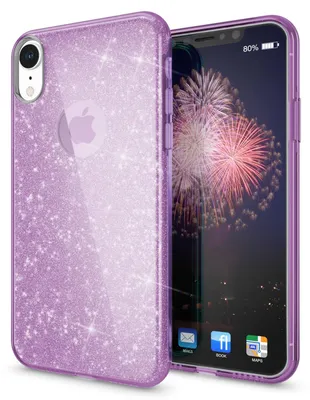 Produktbild von NALIA Hülle für iPhone XR, Handyhülle Glitzer Ultra-Slim Silikon-Case Back-Cover Lila