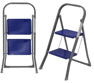 Produktbild von Muntel Haushaltsleiter 2 Stufen - Klappbar - - Blau - Rutschfest - Max. Höhe 47 cm