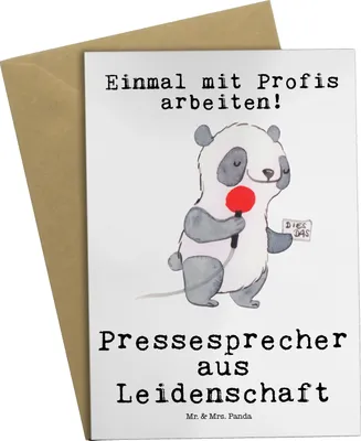 Produktbild von Mr. & Mrs. Panda babykarte Pressesprecher Leidenschaft - Weiß - Geschenk, osterkarten, osterkarte, weihnachtskarten, einladungskarten, vatertagskarte, Grußkarte