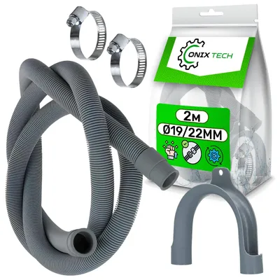 Ablaufschlauch für Waschmaschine & Spüler, 2 m, Ø 19/22 mm, mit Halter