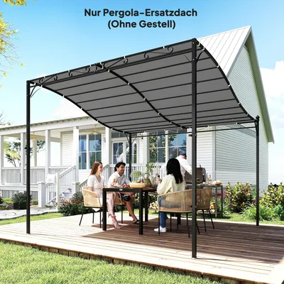 Produktbild von Pavillondach Ersatz, Ersatzdach für Pavillon 3x3 m, wasserabweisendes Polyester, Dunkelgrau | 16 Drainagelöcher | 180 g/m² | 298x293 cm