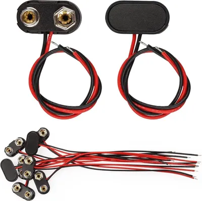 Produktbild von 10 Stück 9V Batterie Clip T Typ 9V Volt Batterie Anschluss für Batterien Clip Batterie mit Lenkrad kabeln 150 mm