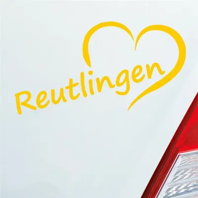 Produktbild von Auto Aufkleber Reutlingen Herz Stadt City Love Liebe 15,5x8 cm Gelb Sticker Heckscheibenaufkleber