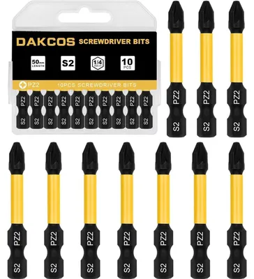 Obrázok produktu pre PZ2, bit, dĺžka 50 mm, S2 oceľ, Šesťuholník 1/4", 10 kusov