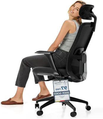 Obrázek produktu pro Ergonomická kancelářská židle - Kancelářská židle s opěrkou hlavy - Kancelářská židle - Pracovní židle - Židle s područkami