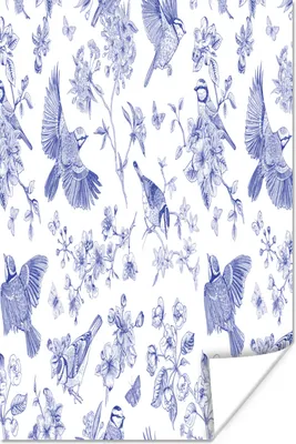 Produktbild von MuchoWow® Poster Vintage - Vogel - Blau 40x60 cm - Plakate für die Wand - Poster Babyzimmer