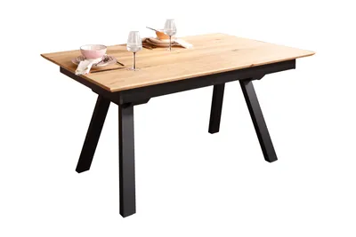 Produktbild von Woodroom Esstisch Calais 160-245 x 90 cm, Wildeiche massiv geölt, ausziehbar mit Butterfly-Auszug