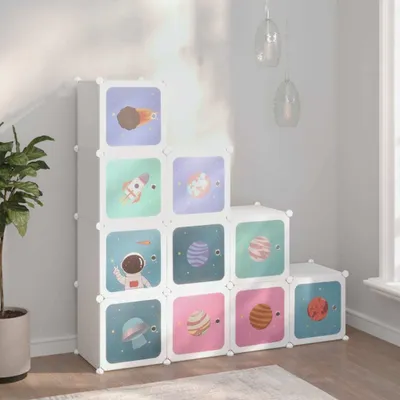 Produktbild von The Living Store Kinderschrank Modular mit 10 Würfeln Weiß PP