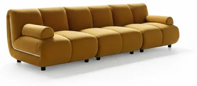 Produktbild von KAWOLA Modulsofa LAYLA 3-Sitzer 3 Module 2 Armlehnkissen Velvet gelb