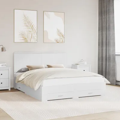 Obrázek produktu pro vidaXL Rám postele s čelem bílý 160 x 200 cm materiál na bázi dřeva