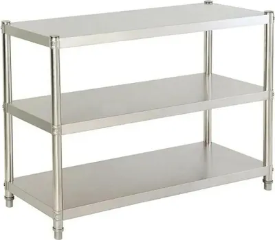 Zdjęcie produktu dla Półka kuchenna, 3-poziomowa półka mikrofalowa ze stali nierdzewnej, 80 × 80 × 40 cm, do użytku domowego, restauracyjnego i zewnętrznego