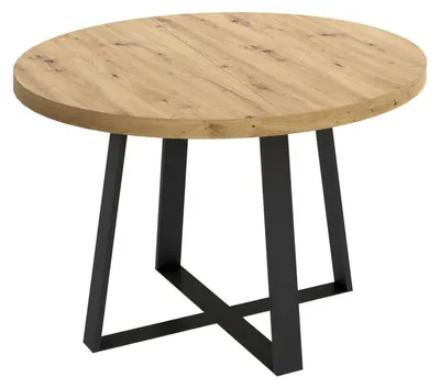 Produktbild von Ausziehbarer-Tisch Dazz, runde ausziehbare Konsole, ovaler Mehrzweck-Esstisch, 110/158 x 110 x 77 cm, Nodi-Eiche