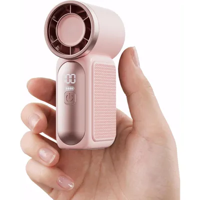 Produktbild von Mini Handventilator Akku, mit 6 Stufen, LED Display USB-C, Tragbar Ventilator, Taschenventilator Lange Betriebsdauer, für Alltag & Büro, Urlaub, Rosa