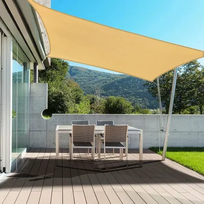 Produktbild von Rechteckiges Sonnensegel, für den Außenbereich, 3 x 4 m, Sonnenschutz, UV-Blockschatten, Überdachung, Terrassenschirme für Hinterhof, Terrasse und Rasen, Sand