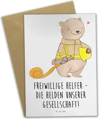 Produktbild von Mr. & Mrs. Panda babykarte Freiwilliger Held - Weiß - Geschenk, Bedanken, osterkarte, neujahrskarte, Aufmerksamkeit, besondere Momente, Gemeinwesen, einladungskarten
