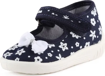 Image de Chaussons pour enfants Ladeheid LARW004 (blanc/bleu marine/motifs floraux, taille 19 EU)