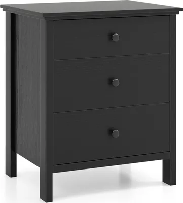 Immagine prodotto di Cassettiera con 3 cassetti, comodino, struttura salvaspazio, stabile ed elegante, cassettiera per camera da letto, ufficio, soggiorno, 3 colori, nero