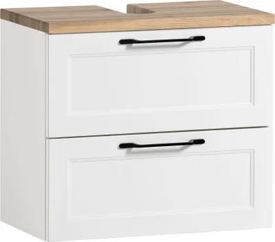 Produktbild von Waschbeckenunterschrank >Lyon< in weiß, Wotaneiche, MDF - 60x54x35cm (BxHxT)