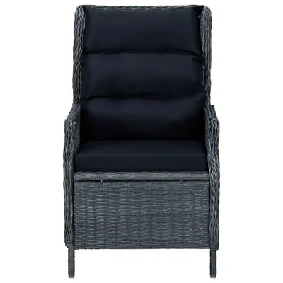 Image de vidaXL Fauteuil de jardin réglable avec coussins Poly rotin gris foncé