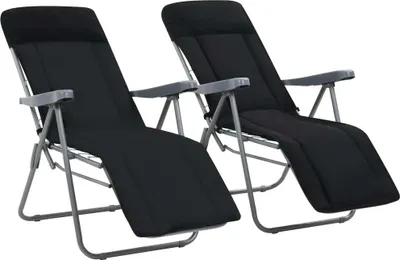 Immagine prodotto di vidaXL Sedia da giardino pieghevole con cuscini 2 pezzi nero