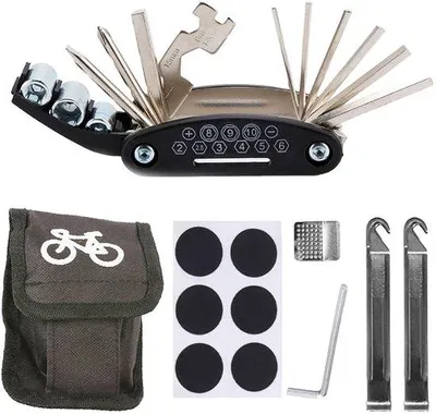 Produktbild von 16-in-1 Fahrradwerkzeug Multifunktionskoffer mit Vorkauszug - Fahrradwerkzeugset - Qualitätswerkzeug - Metallkoffer - Fahrradmultitool
