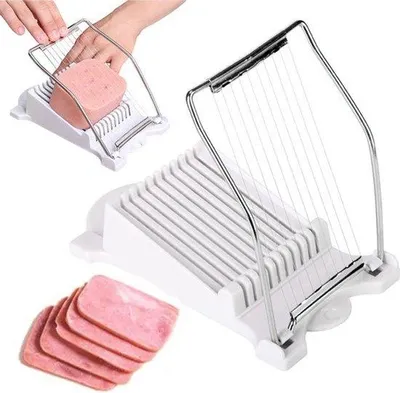 Produktbild von Multifunktionales Gerät zum Schneiden von Fleisch, Eiern und Früchten – 10 Teile – Edelstahl – Weiß