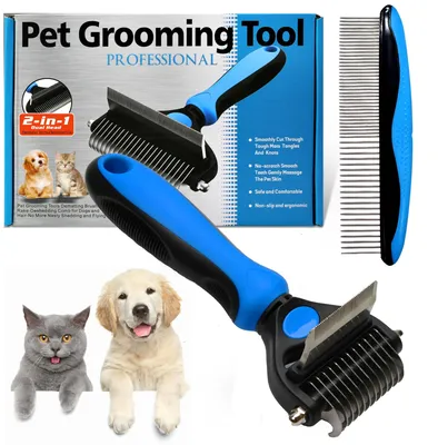 Image de Brosse à poils longs pour chiens et chats, grand peigne professionnel pour démêler et détangler les poils des chiens, des chats persans et des animaux à poil court, élimine les poils morts (petit)