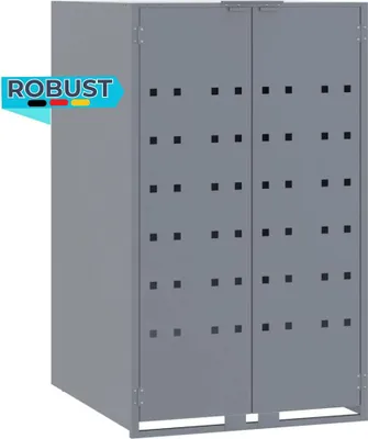 Produktbild von Mülltonnenbox GORILO für 1 Tonne Grau 69x79x117 cm Stahl | Mülltonnenverkleidung 1er Mülltonnenhaus
