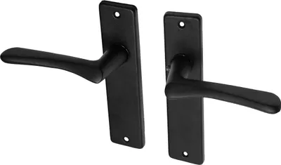 Produktbild von Türgriffe auf rosette schwarz mit schild aluminium butterfly modell - Pro Set