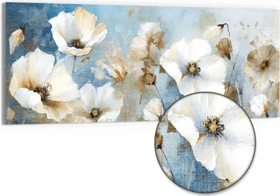 Produktbild von DEQORI Hybrid Leinwand Bild 125x50 cm 'Abstrakte Blütenpracht' Wandbild Glas flach modern