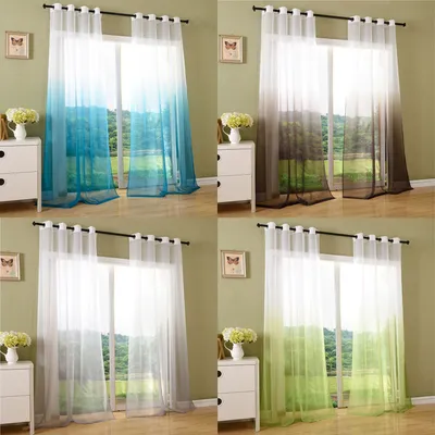 Immagine prodotto di Scialle trasparente sfumato Tenda con occhielli Tenda in voile, 1 pezzo 245x140, verde mela, 204202