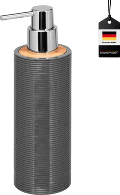 Produktbild von bremermann Seifenspender SEGNO aus Bambus und Kunststoff | Füllmenge ca. 340 ml, grau