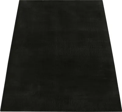 Produktbild von Waschbarer Teppich Wohnzimmer Kurzflor Einfarbiger Moderner Stil Weich Schwarz Grösse 200 cm Rund