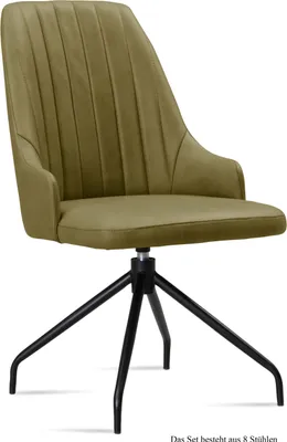 Produktbild von Esszimmerstuhl drehbar (8er-Set) Doreen 52x91x60 Schwarz/Olivgrün